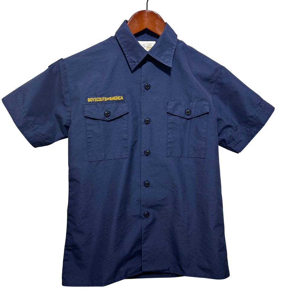 Boy Scouts Of America Boys Official Utility Uniform Shirt L Navy Blue Scout